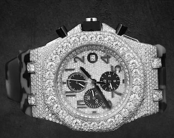 Chronograph Iced Out Moissanite Diamond Watch Hip Hop Luxury
