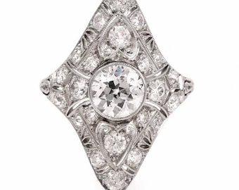 Art Deco Filigree Ring: 2.50ct CZ Sterling Silver Promise Ring
