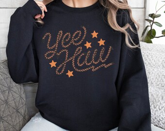 Yeehaw Unisex Heavy Blend™ Crewneck Sweatshirt, Aesthetic Western Vintage Sweatshirt, Oversized Rodeo Crewneck