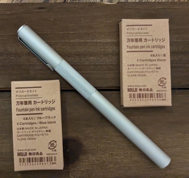 MUJI Fountain Pen F Nib and Ink Cartridges Etsy