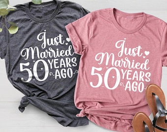 50th Anniversary Matching Shirts, Just Married 50 Years Ago, Couples Gift