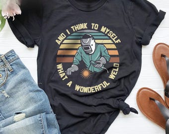 Welding T-Shirt, Funny Welder Saying, Retro Sunset Graphic Tee