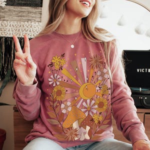 Bohemian Sweatshirt, Comfort Colors® Tee, Mushroom Sweatshirt, Boho Floral Tee, Celestial Sweatshirt, Nature Lover Tee, Mystical Sweatshirt