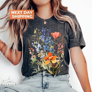 Wildflowers Shirt, Goblincore Shirt, Wildflower T shirt, Mothers Day Gift, Vintage Cottagecore Shirt, Boho Nature Shirt, Gift for Mom