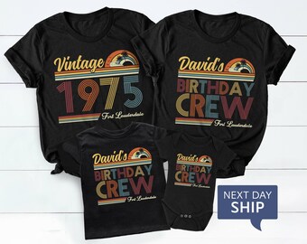 Vintage 1975 Birthday Crew Shirt, Custom Retro Matching Tee