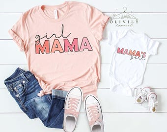 Girl Mama Shirt, Retro Mom and Daughter Matching Shirts