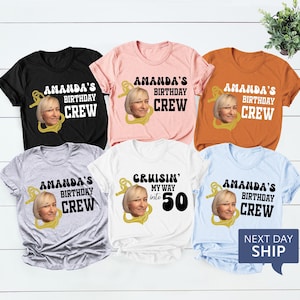 Custom Cruise Birthday Face Photo Crew Shirt, Cruisin 50th, Personalized Birthday Shirt, Birthday Group Shirt, Cruise Birthday Party T-Shirt