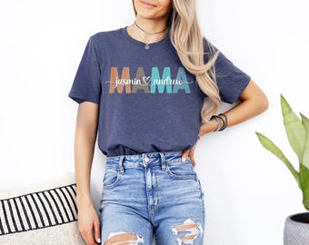 Custom Mama Shirt with Children's Names, Mother's Day Tee