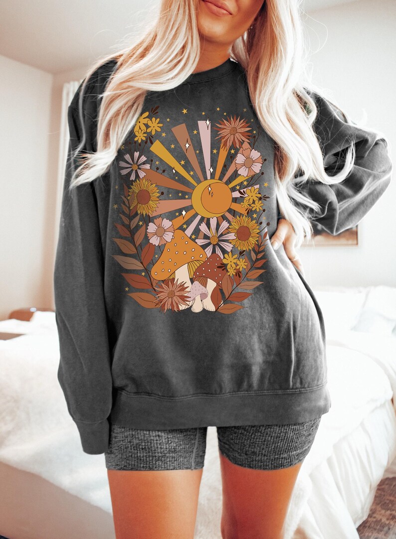 Bohemian Sweatshirt, Comfort Colors® Tee, Mushroom Sweatshirt, Boho Floral Tee, Celestial Sweatshirt, Nature Lover Tee, Mystical Sweatshirt
