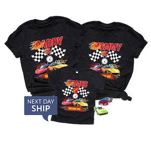 Birthday Boy Fire Race Wheel Custom Family Birthday Theme Shirts,  Kids Graphic Tee, Race Car Shirt for Boys, Racing Car Outfits