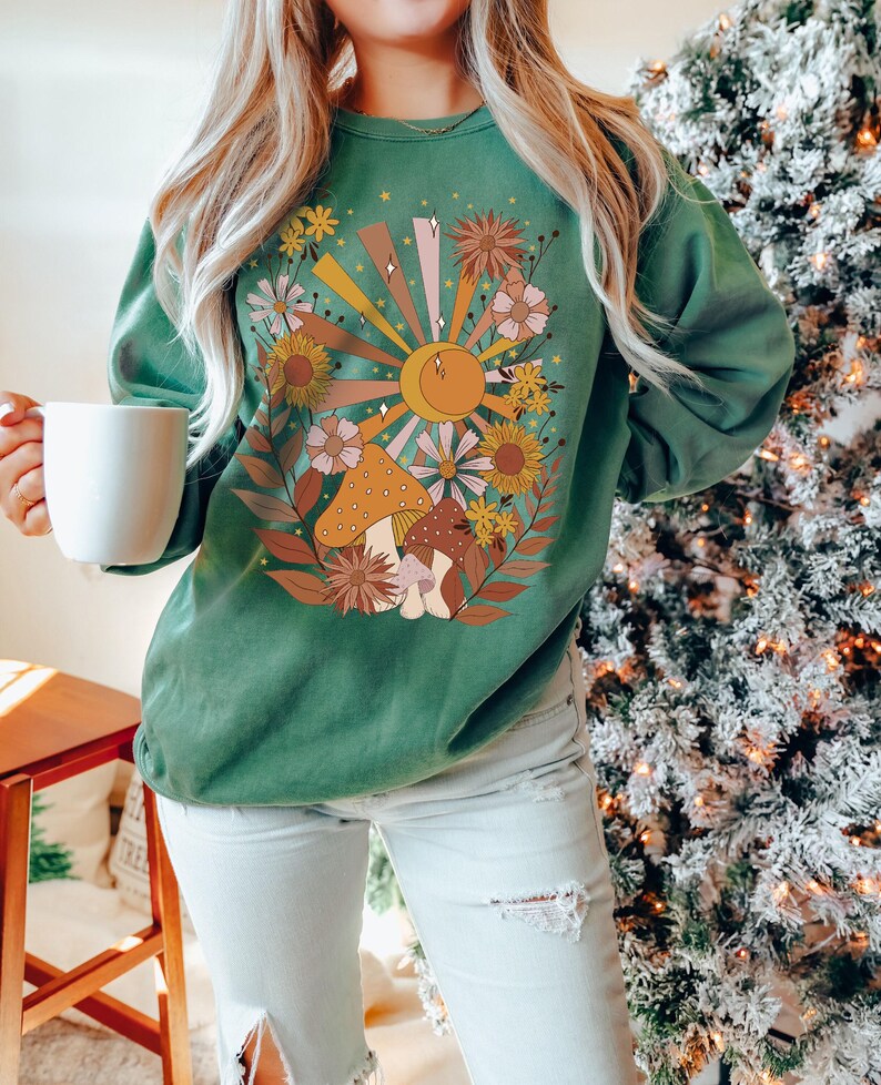 Bohemian Sweatshirt, Comfort Colors® Tee, Mushroom Sweatshirt, Boho Floral Tee, Celestial Sweatshirt, Nature Lover Tee, Mystical Sweatshirt