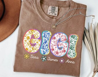 Custom Floral Gigi PNG, Personalized Family Name Sublimation (Digital Download)