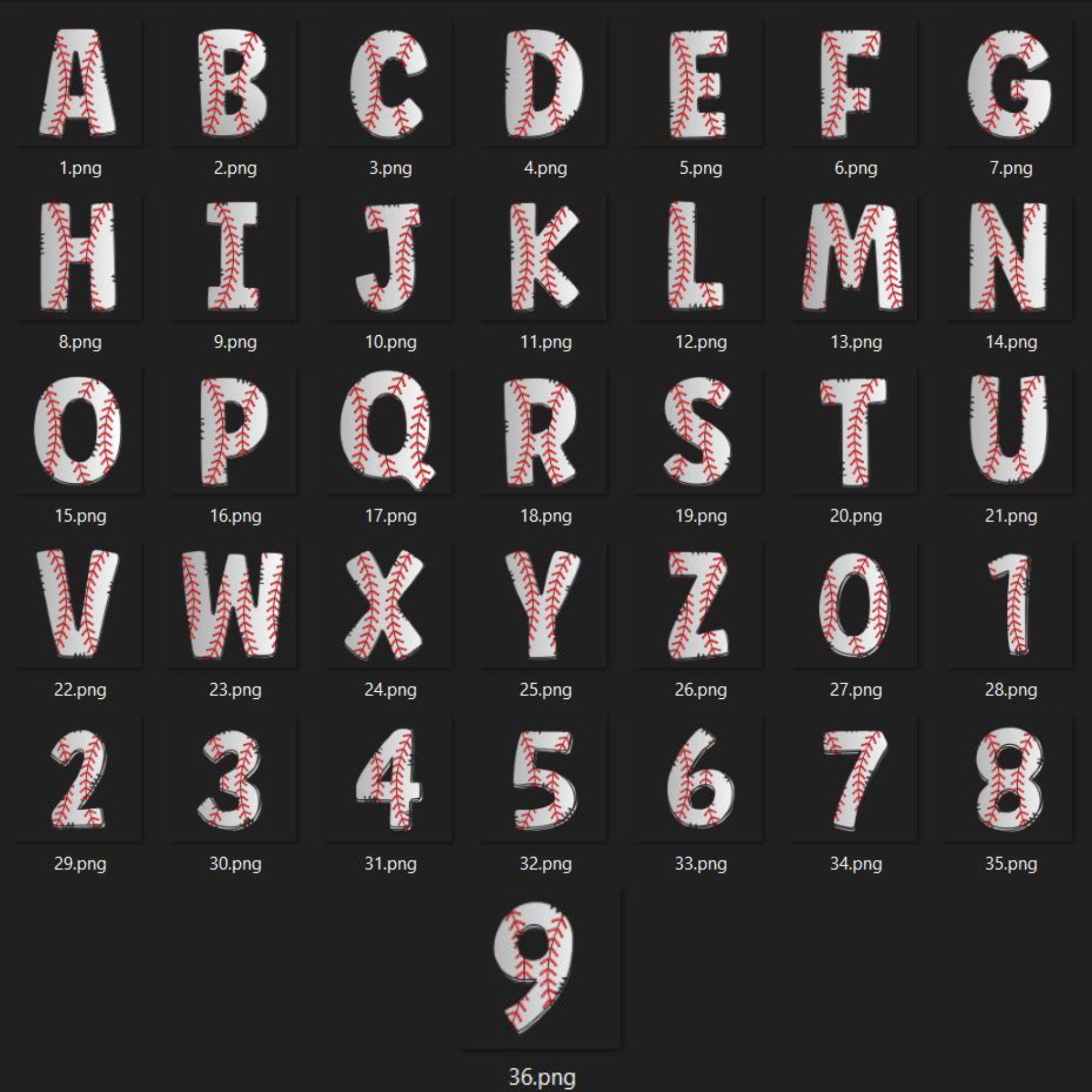 Baseball Doodle Letter PNG, Alphabet Sublimation Bundle (digital ...