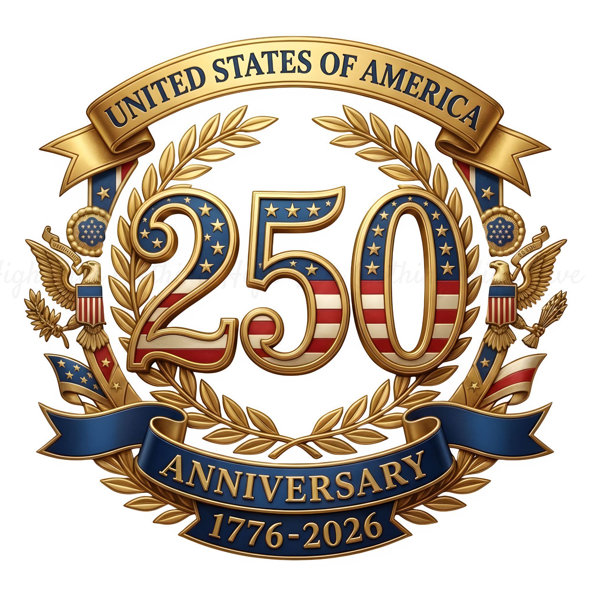 America 250 Years Of Independence PNG 1776 2026 Anniversary USA 