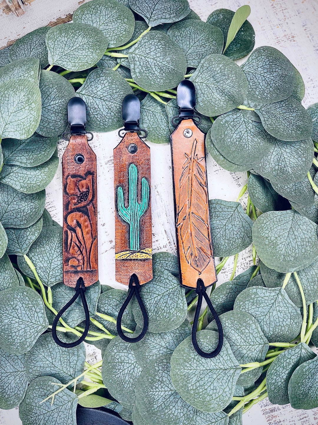 Handmade Leather Pacifier Clip Etsy