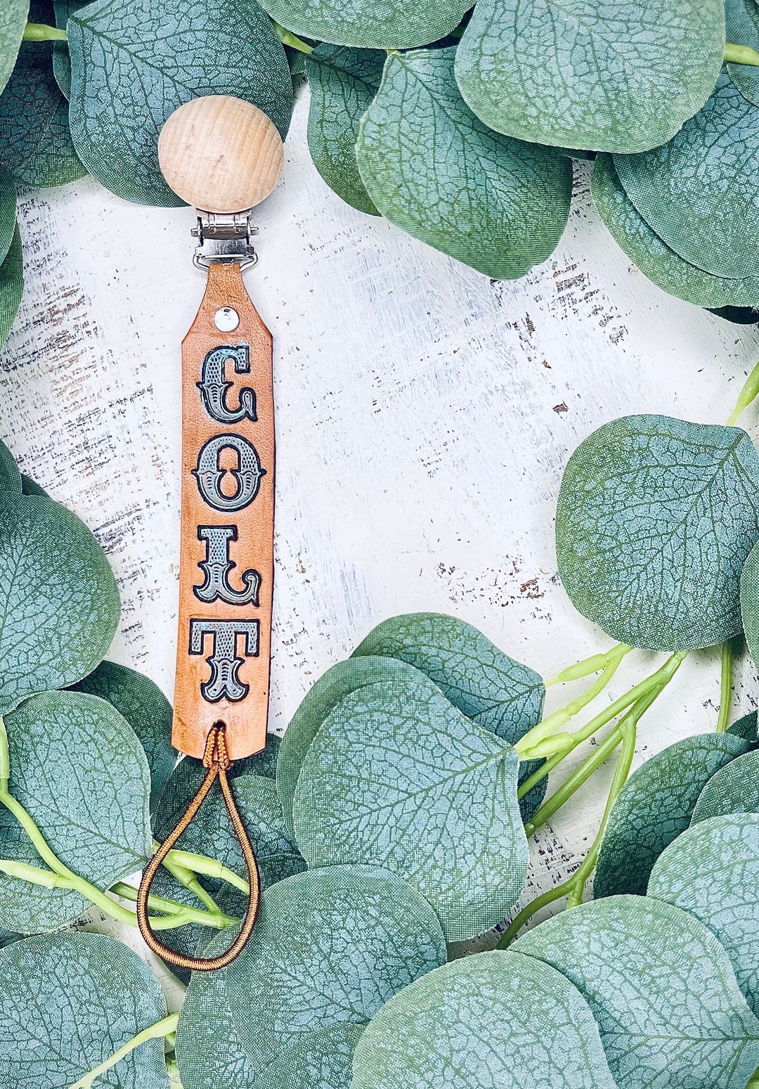 Custom Leather Pacifier Clip Etsy