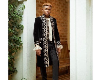 Royal Black Hand embroidered Tuxedo suit,  zari golden work tuxedo suit, Hand Embroidered Designer Tuxedo suit, designer men wedding suit,