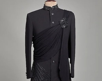 Designer Jodhpuri kostym för män, Jodhpuri broderad Sherwani för män, Jodhpuri kostym, Jodhpuri kappa, Bröllop Sherwani män, gjord på beställning