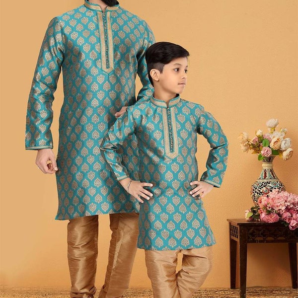 Father Son Indian Dress, Silk Kurta set, Father son Matching Dress, Wedding Outfit,Ehtnic kids Wear, Indian Kids Party Wear, Men kurta Set