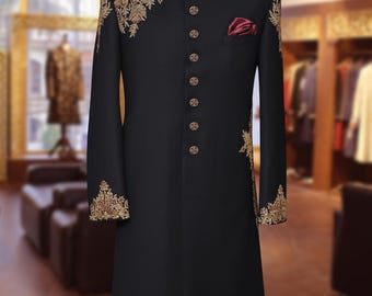 Designer Jodhpuri kostym för män, Jodhpuri broderad Sherwani för män, Jodhpuri kostym, Jodhpuri kappa, Bröllop Sherwani män, gjord på beställning