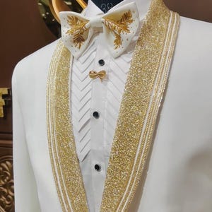 White Hand embroidered Tuxedo suit,  zari golden work tuxedo suit, Hand Embroidered Designer Tuxedo suit, Indian wedding suit, custom size