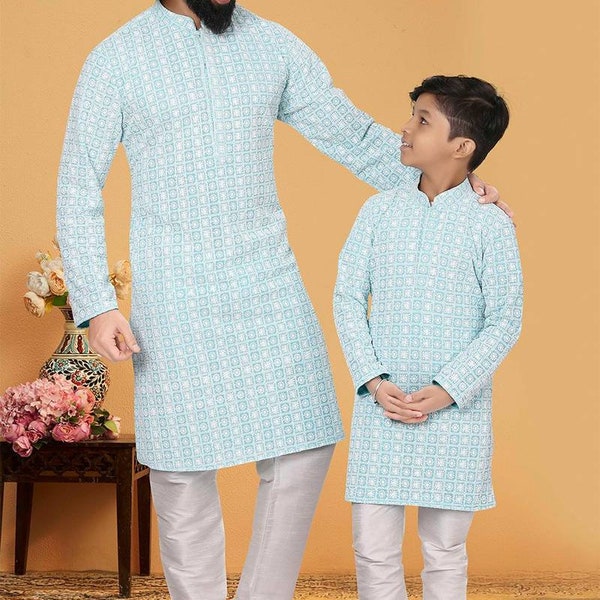 Father Son Indian Dress, Cotton Kurta Pajama, Father son Matching Dress, Wedding Outfit,Ehtnic kids Wear, Indian Kids Party Wear, Men kurta