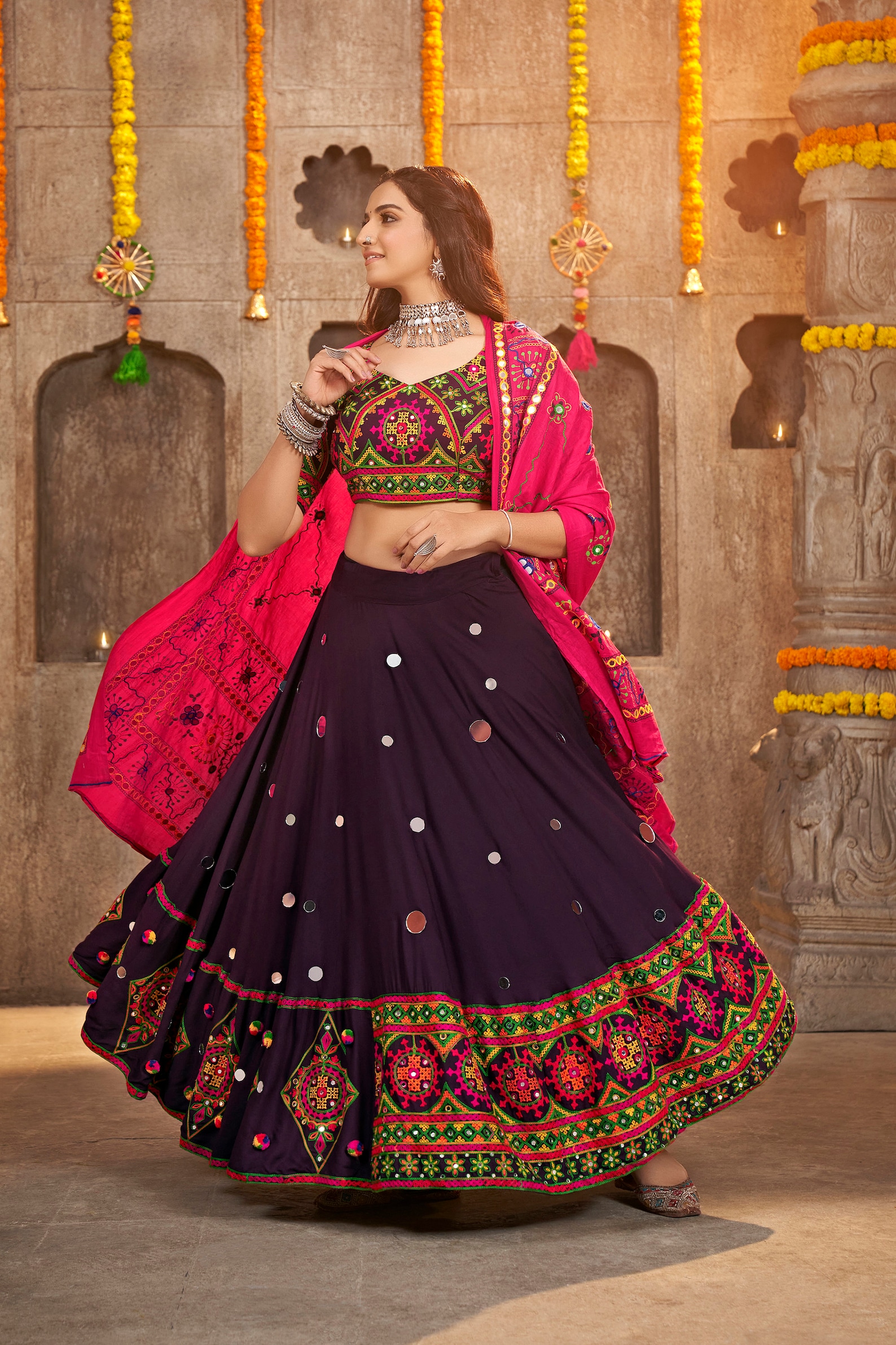 Navratri Lehenga Choli Purple Chaniya Choli Gujrati Garba Etsy