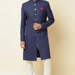 Blue Men Sherwani, Elegant Wedding Men Sherwani, Jodhpuri Sherwani for Groom , Customisable Sherwani for Groomsmen, Indian Diwali outfit
