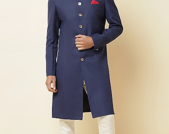 Blue Men Sherwani, Elegant Wedding Men Sherwani, Jodhpuri Sherwani for Groom , Customisable Sherwani for Groomsmen, Indian Diwali outfit