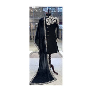 Designer balck Sherwani for Men, Jodhpuri Wedding Sherwani, Premium Indian Wedding Dress, Customisable Sherwani, Indian Diwali outfit