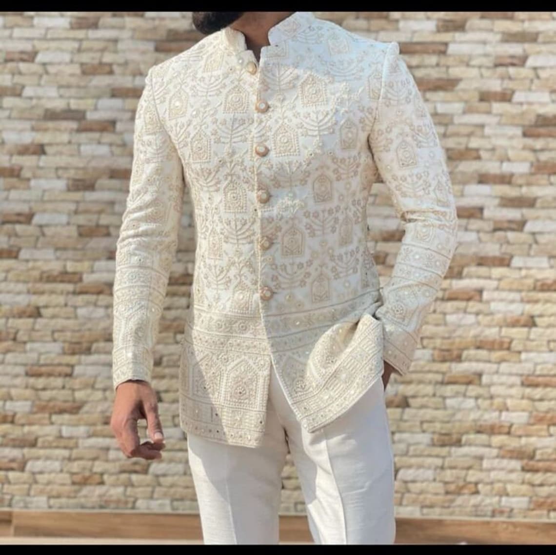 Ivory Jodhpuri Suit for Men, Jodhpuri Embroidered Sherwani for Men ...