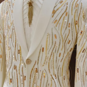 White hand embroidery Tuxedo, Wedding Velvet Tuxedo, Premium Indian Wedding Dress, Mens Customisable Indian Ethnic wear, tuxedo for Men