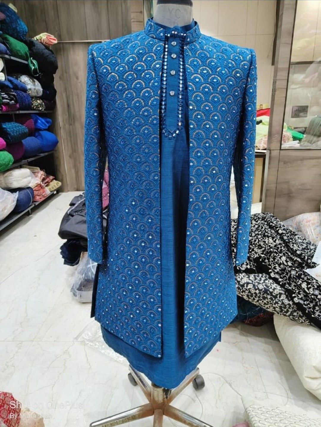 Jodhpuri Shrug Set for Men, Jodhpuri Embroidered Sherwani for Men