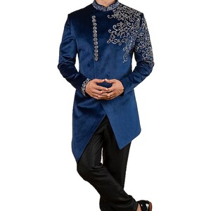 Blue Zari handwork Embroidered Sherwani for Men, Jodhpuri Wedding Sherwani, Premium Indian Wedding Dress, Customisable Sherwani, Diwali dres