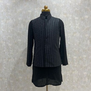 Designer Embroidered Nehru Jacket, black Waistcoat for Men, Kurta Pajama Set with Nehru Jacket, Men Diwali wear, Mens Wedding Dress