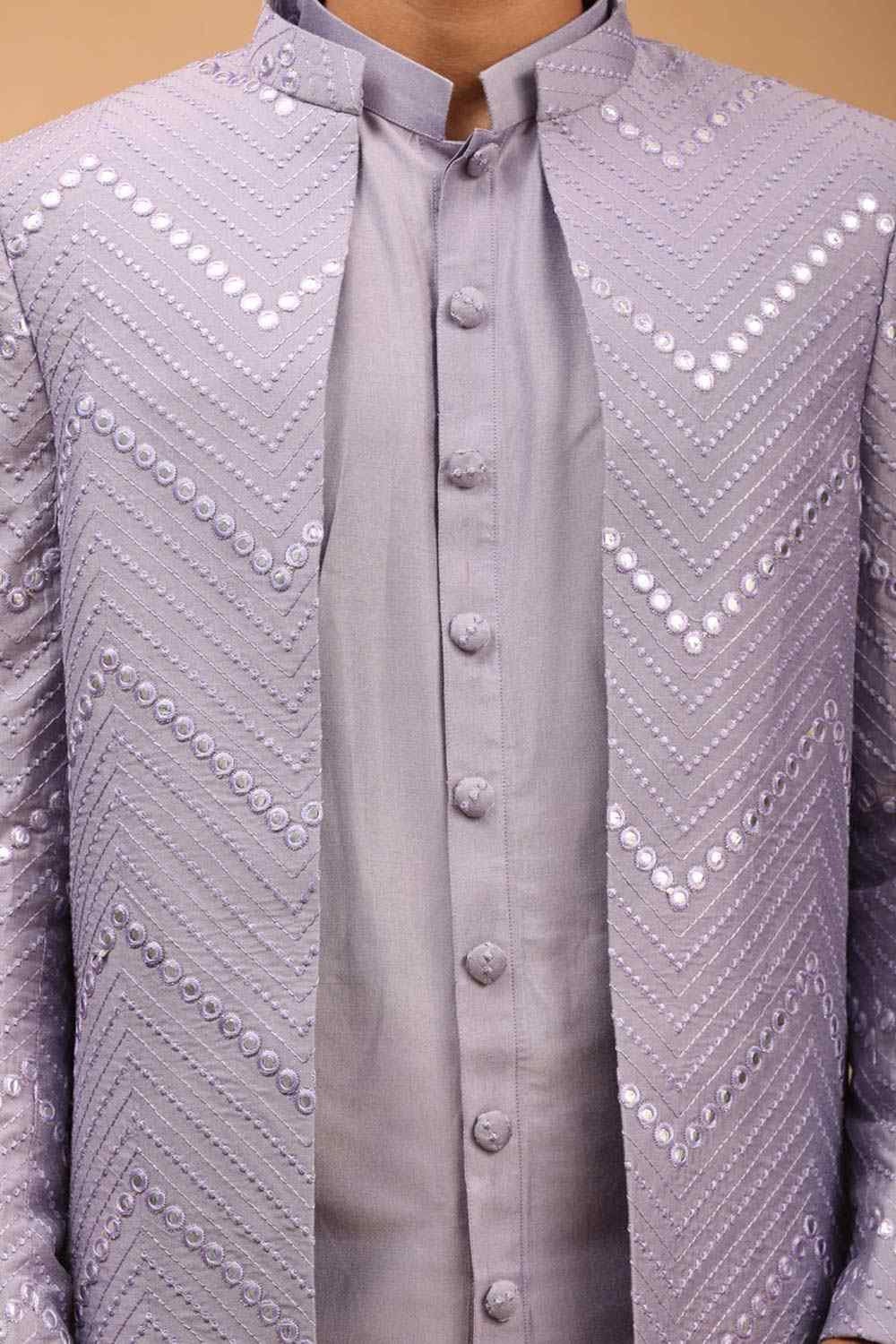 Lavender Jodhpuri Shrug Set for Men Jodhpuri Embroidered Etsy