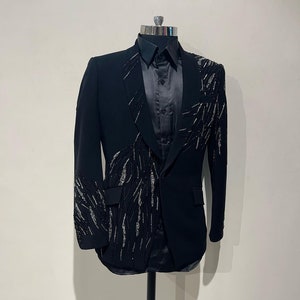 Black Tuxedo with Multicolor Hand Embroidery