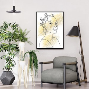Bantu Knoten Wand Kunst Druck | Schwarze Frau Linie Zeichnung | Afrocentric Schönheit PDF | Sofortiger digitaler Download