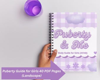 女の子のための思春期ガイド（AFAB） – 印刷可能なデジタルPDF | 生理、身体の変化、セルフケア、月経周期に関する子供向け教育