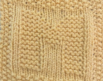 Afghan Square Letter ‘M’ Knitting Pattern