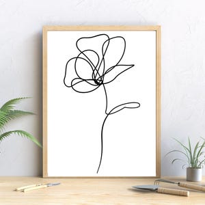 Minimalist Rose Line Art | One Line Drawing | Digital Wall Art Download | PDF | Printable