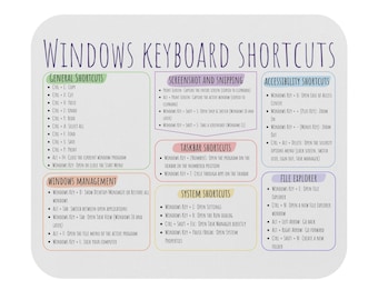 Windows keyboard shortcuts Mouse Pad (Rectangle); blogger; freelancer; writer; office decor; work from home; home office; computer accessory
