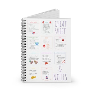 Healthcare cheat sheet & notes Spiral Notebook - Ruled Line, nurses notebook, gift for nurses, gift for healthcare worker, nursing student