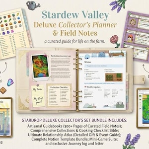 Pu&ograve; includere: Set Stardew Valley Deluxe Collector's Planner & Field Notes. Include guide, una bibbia delle liste di controllo, un atlante delle relazioni, un pacchetto di modelli, una mini-suite di giochi e un diario di viaggio. Guida per la vita in fattoria.