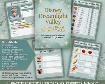 Disney Dreamlight Valley Game Planner! (Updated DDV Excel Guide - 18 Tabs)