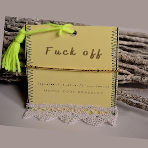 Zabawna bransoletka z kodem Morse'a – „F*ck Off” w złotych koralikach, wodoodporna i minimalistyczna biżuteria, bransoletka z ukrytym kodem Morse'a, spersonalizowany prezent dla niej