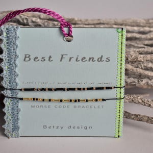 Juego de 2 pulseras con código Morse para mejores amigas: regalo de amistad a juego para ella, regalo de Navidad para tu mejor amiga, joyería minimalista para mujer.