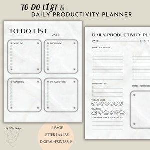 Daily To-Do List Planner: Printable Productivity Template (A4/A5/Letter)