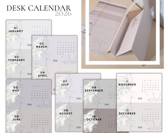2026 Printable Desktop Calendar with Stand: DIY Home Office Decor (Digital Download)