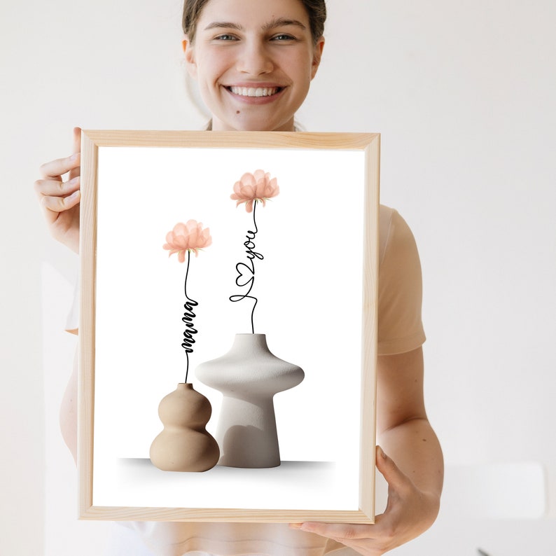 Mother's Day Art Print Gift print for mom Mother's Day keepsake Mother's day gift Digital Art gift Flower Love you mom For mama image 5